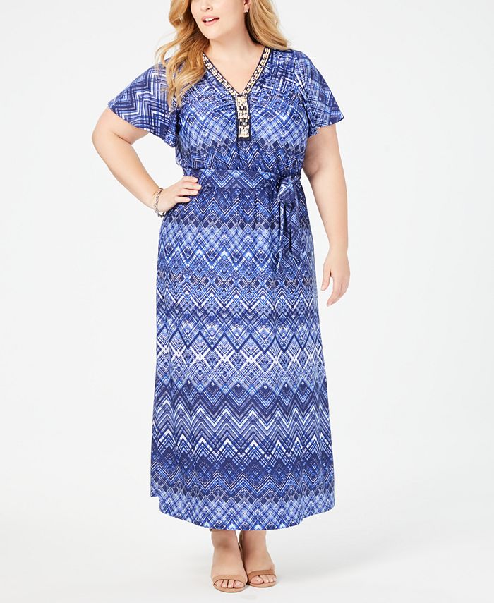 NY Collection Plus Size Embellished Maxi Dress - Macy's