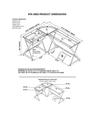 Techni Mobili L-Shaped Glass Top Computer Desk