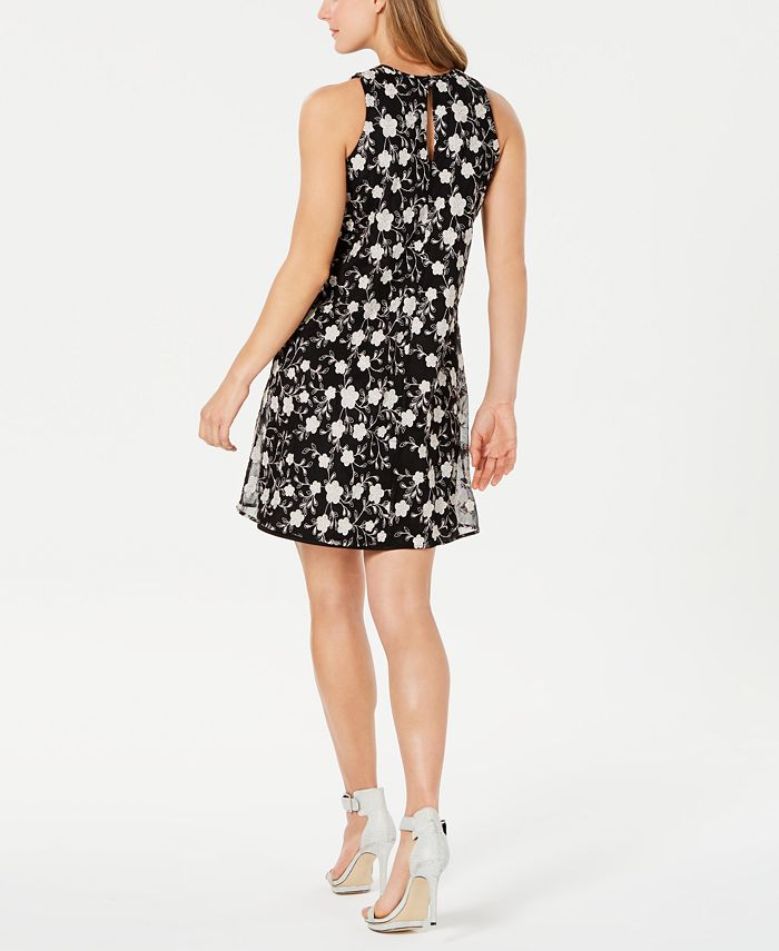 Calvin Klein Floral-Embroidered Trapeze Dress - Macy's