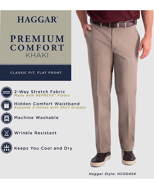 Haggar Men S Premium Comfort Khaki Classic Fit 2 Way Stretch