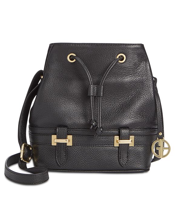 Giani Bernini Pebble Leather Bridle Bucket Bag, Created for Macy&#39;s & Reviews - Handbags ...