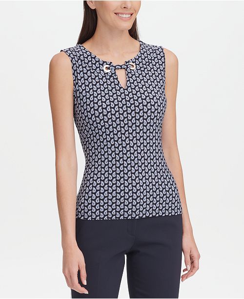 Tommy Hilfiger Paisley-Print Grommet-Neck Top, Created for Macy's ...