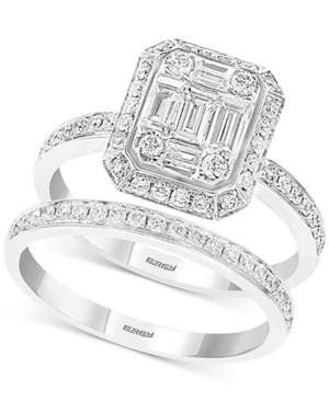 image of Effy Bridal Diamond Baguette Cluster Bridal Set (7/8 ct. t.w.) in 14k White Gold