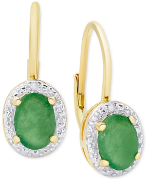 image of Emerald (1-1/2 ct. t.w.) & Diamond Accent Drop Earrings in 18k Gold-Plated Sterling Silver