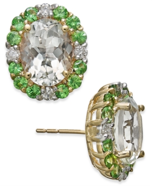 image of Multi-Gemstone (4-5/8 ct. t.w.) & Diamond Stud Earrings (1/4 ct t.w.) in 10k Gold
