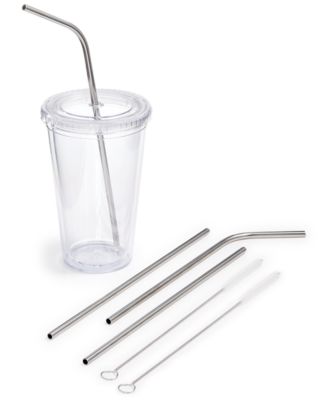 MARTHA STEWART EVERYDAY 5 Piece Stainless Steel Straws and Brush Set in  Assorted Colors 985118011M - The Home Depot