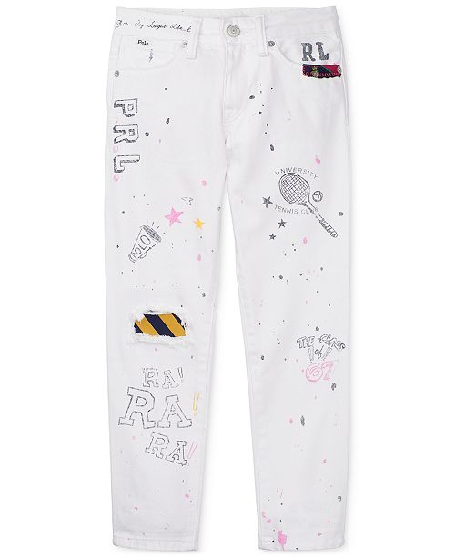 Polo Ralph Lauren Big Girls Graffiti Slim Cotton Boyfriend Jeans Reviews Jeans Kids Macy S