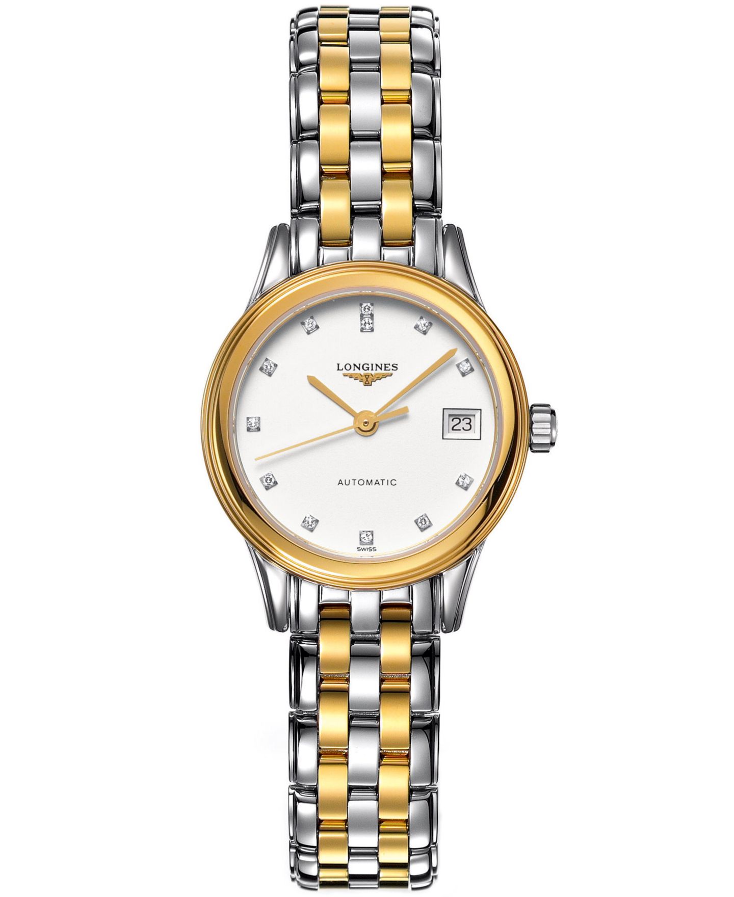 Женские швейцарские часы Longines Flagship с бриллиантом, двухцветный браслет, 26 мм — фото 1