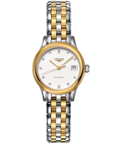Женские швейцарские часы Longines Flagship с бриллиантом, двухцветный браслет, 26 мм