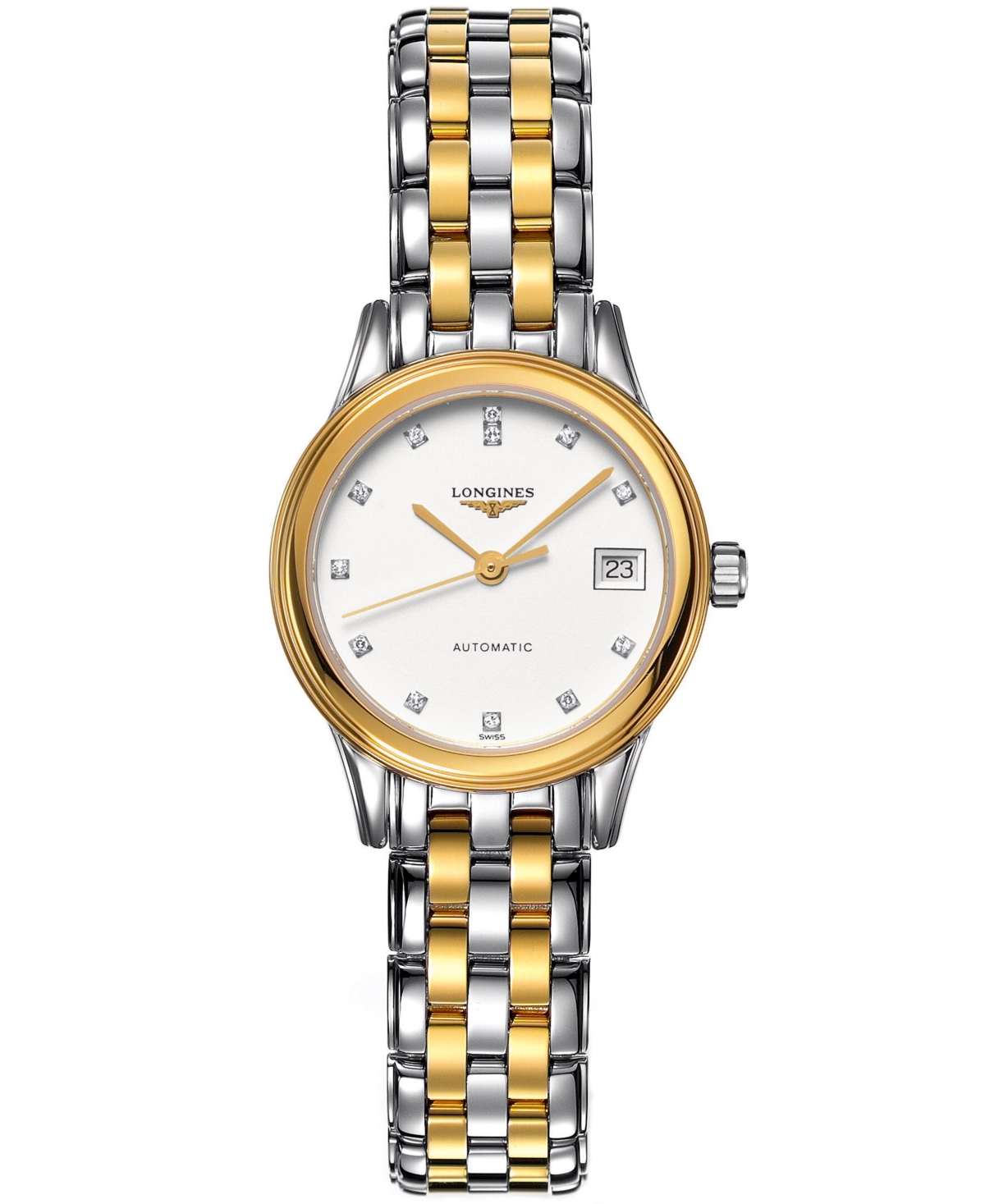 Shop Longines Women's Swiss Automatic Flagship Diamond Accent Two Tone Stainless Steel Bracelet Watch 26mm L427432 In No Color