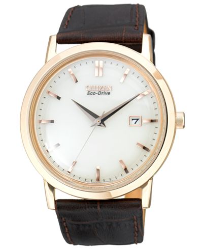 Citizen Men's Eco-Drive Brown Leather Strap Watch 40mm BM7193-07B