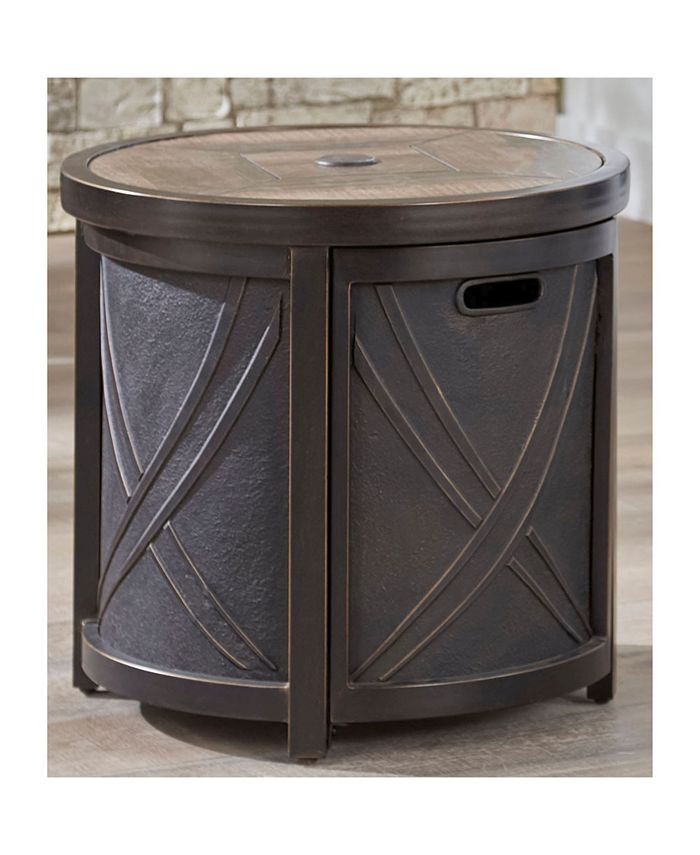 Hanover 25" Round Umbrella Side Table with Tile Tabletop 23" x 25" x 93.7" Macy's