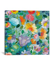 "Turquoise Flowers" By Kim Parker Gallery-Wrapped Canvas Print - 18" x 18" x 0.75"