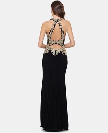 XSCAPE Petite Embroidered Halter Gown - Macy's