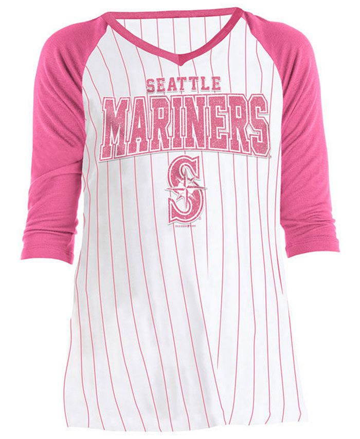 5th & Ocean Big Girls Seattle Mariners Pinstripe Raglan T-Shirt