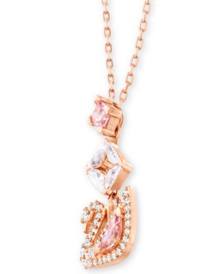 Rose Gold-Tone Crystal Iconic Swan Pendant Necklace, 14-7/8" + 2" extender