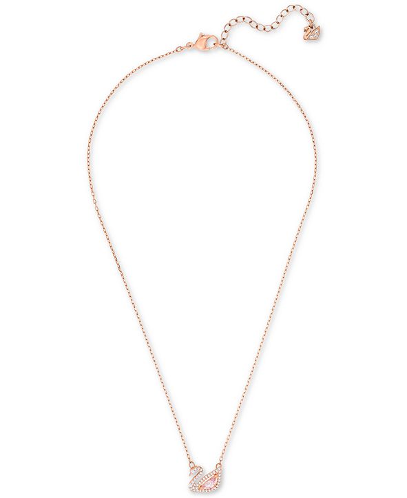 Swarovski Rose Gold-Tone Crystal Swan Pendant Necklace, 14-7/8