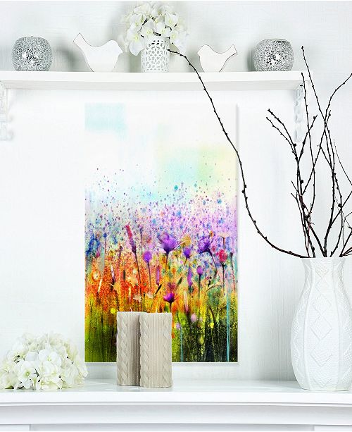 Design Art Designart Abstract Cosmos Of Colorful Flowers Large Flower Metal Wall Art 12 X 20 Reviews All Wall Decor Home Decor Macy S