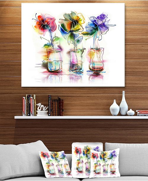 Design Art Designart Abstract Flowers In Glass Vases Extra Large