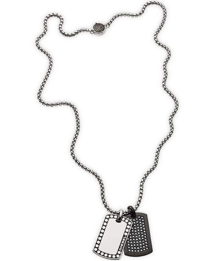 Diesel Men's Stainless Steel Double Dog Tag Necklace - Macy's