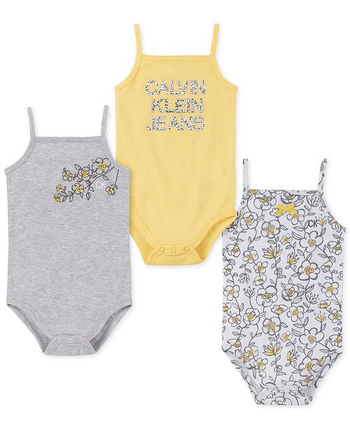 Calvin Klein Baby Girls 3 Pk Floral Bodysuits Reviews Macy S