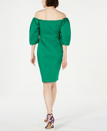 Robe BARDOT Daria Off-shoulder à Manches Bouffantes - Taille XS (US 4) Ivoire Neuve