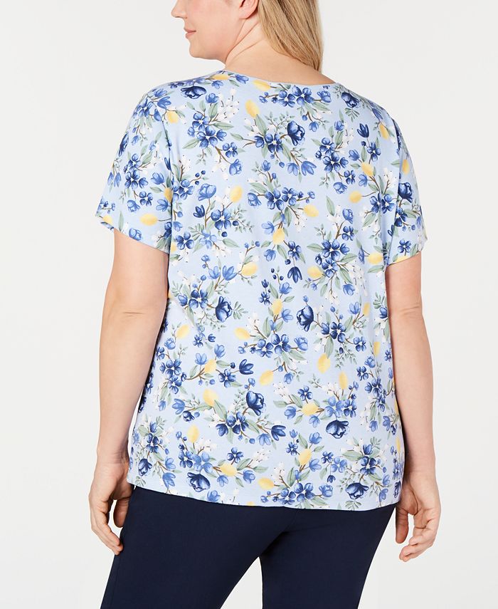 Karen Scott Plus Size Printed Scoop-Neck T-Shirt, Created for Macy's ...