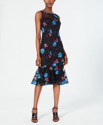 calvin klein floral embroidered sheath dress