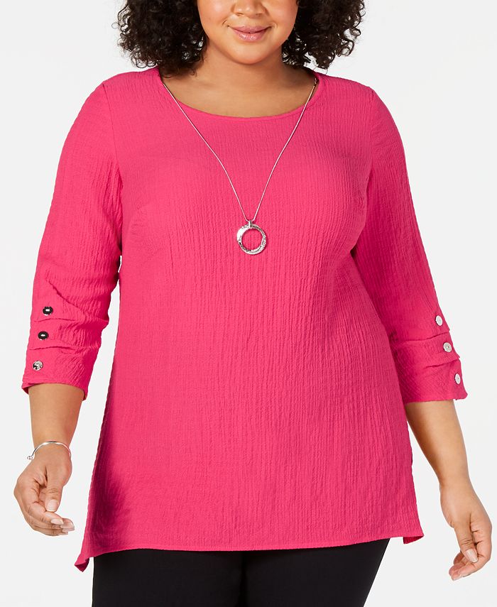 JM Collection Plus Size Textured Necklace Top, Created for Macy's - Macy's
