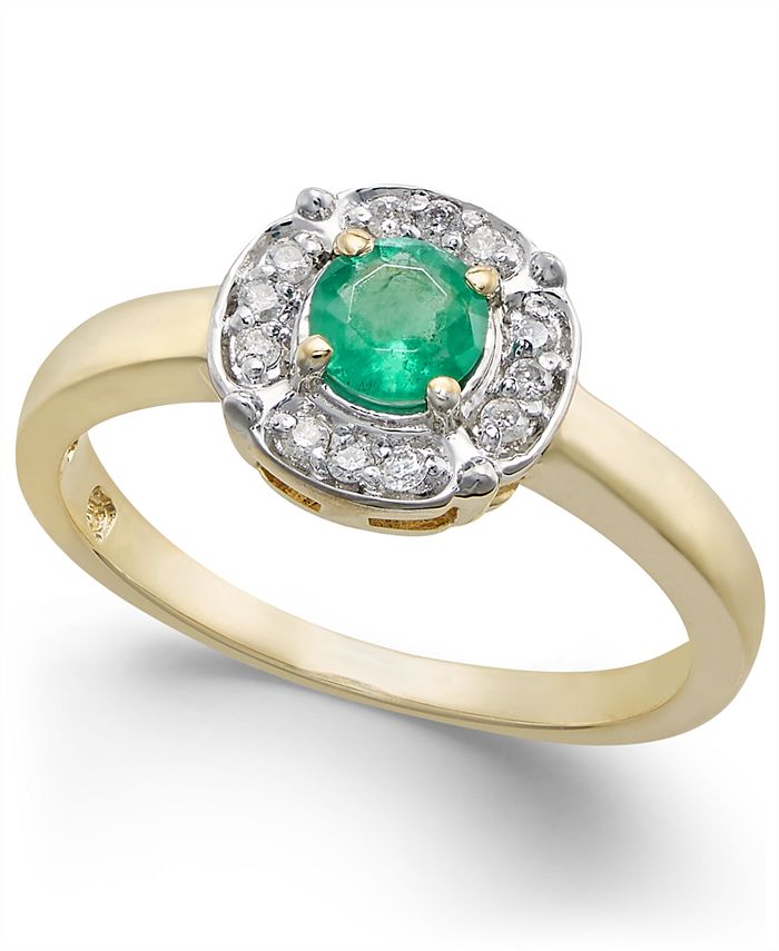 Macy's Emerald (3/8 ct. t.w.) & Diamond (1/10 ct. t.w.) Ring in 10k