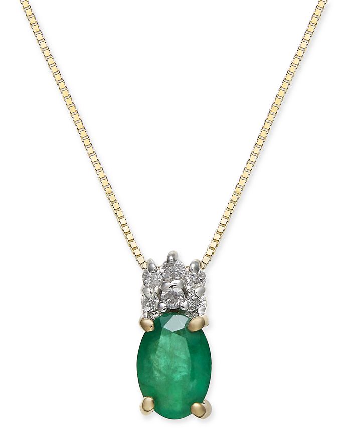 Macy's Emerald (3/4 ct. t.w.) & Diamond Accent 18" Pendant Necklace in