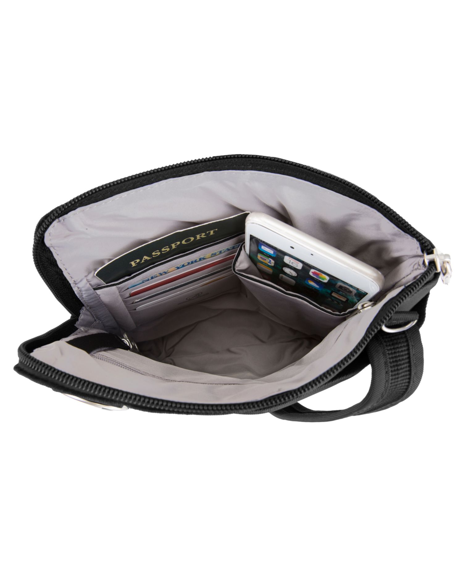 Anti-Theft Classic Slim Double Zip Crossbody Bag