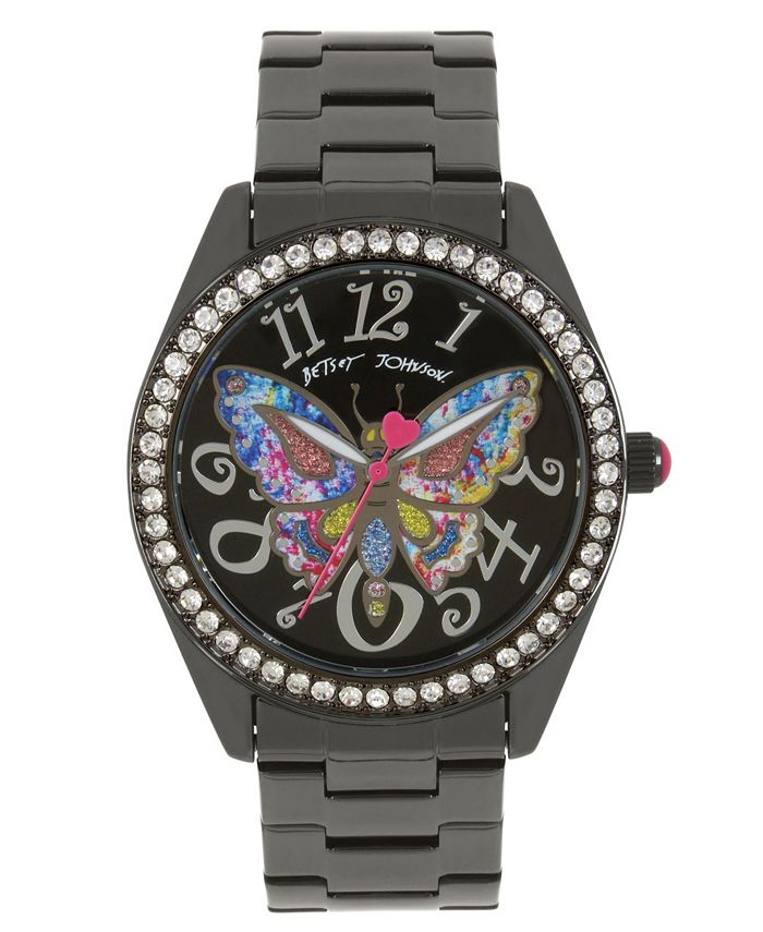 Betsey Johnson Butterfly Motif Dial Gunmetal Watch Macy s