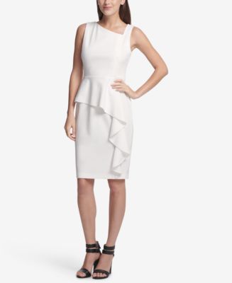 DKNY Asymmetric Neck Peplum Sheath Dress - Macy's