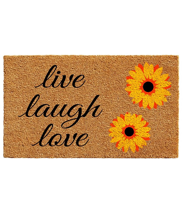 Home & More - Sunflower Live Laugh Love 24" x 36" Coir/Vinyl Doormat