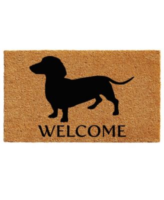 Home & More Home More Dachshund Natural Coir Vinyl Doormats In Natural,black