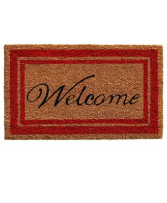 Home & More Border Welcome Coir Vinyl Doormat In Natural,brown