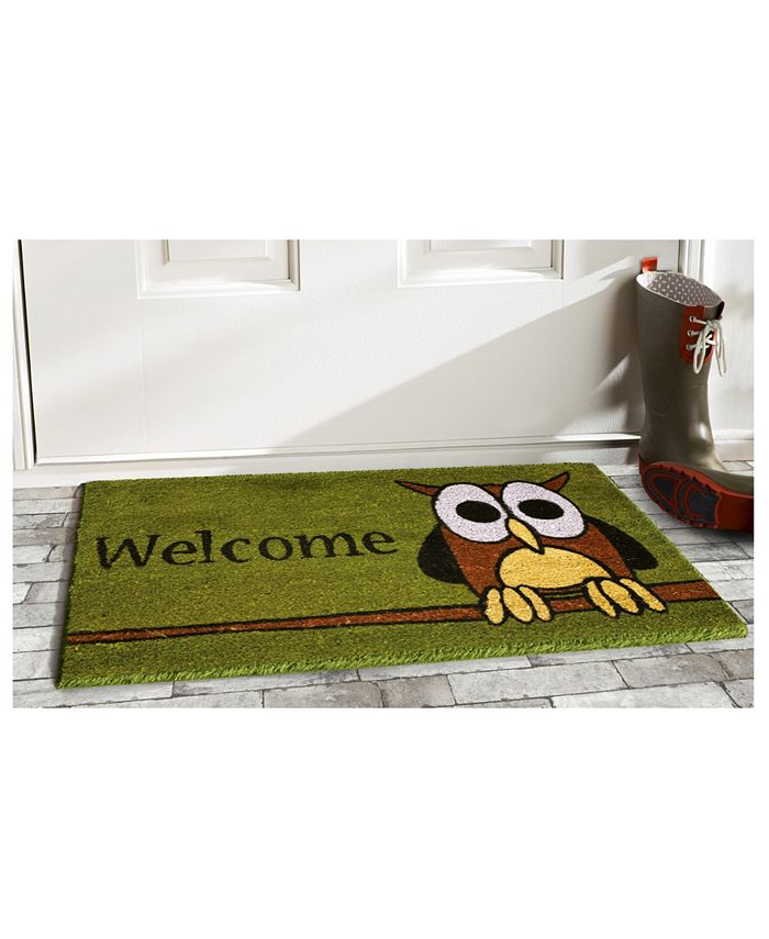 Home & More Owl 17" x 29" Coir/Vinyl Doormat Macy's
