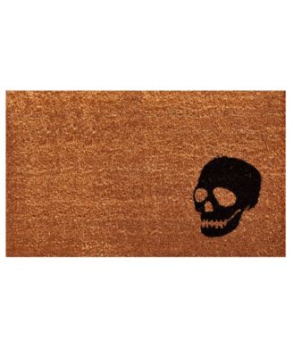 Home & More Home More Skull Natural Coir Vinyl Doormats In Black,white