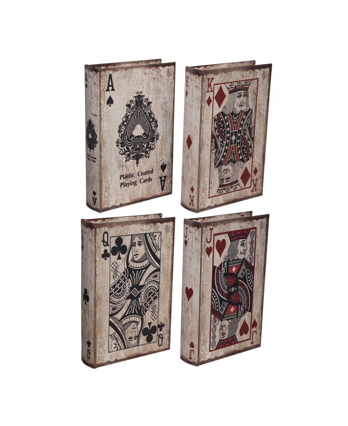 Ab Home Ace Playing Cards Book Boxes, Large, Set Of 4 In White