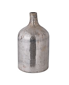 18" Glass Vase, Vintage Mercury Finish