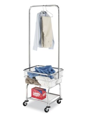 Whitmor - Commercial Rolling Laundry Butler with Wire Storage Rack