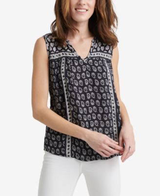 Lucky Brand - Lana Printed Split-Neck Top