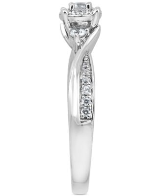 Diamond Cluster Engagement Ring (1/3 ct. t.w.) in 14k White Gold