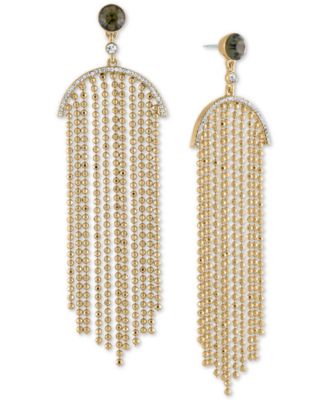 RACHEL Rachel Roy - Gold-Tone Crystal & Bead Chain Chandelier Earrings