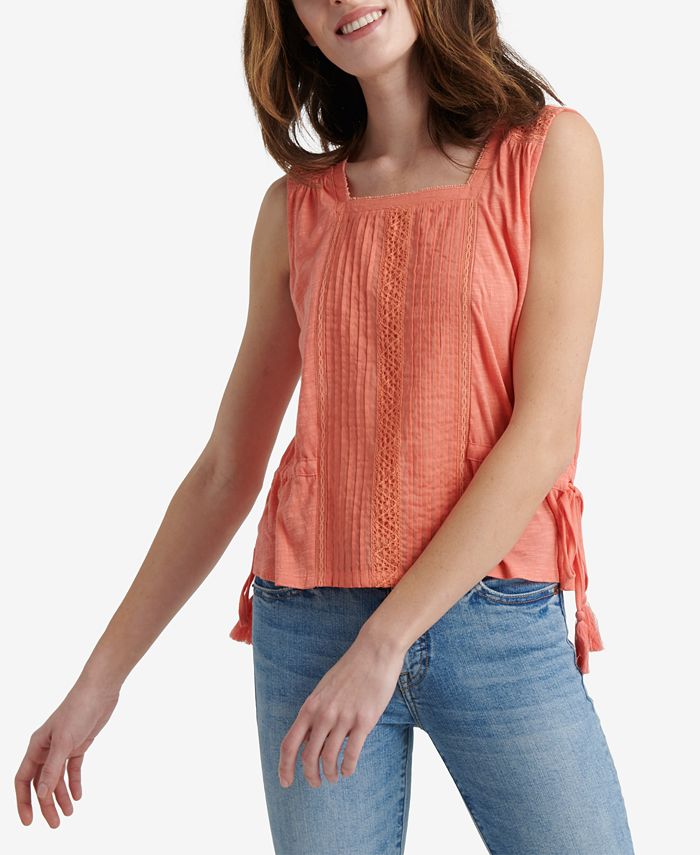 Lucky Brand Mixed Media Tie Top Macy's