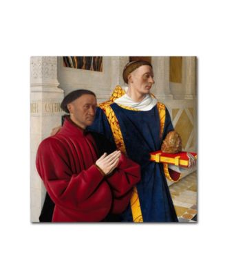 Jean Fouquet 'Etienne Chevalier With St Stephen' Canvas Art - 35" x 35 ...