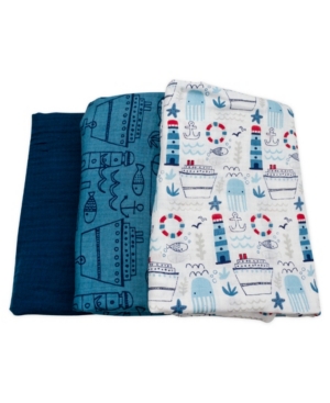 Mac & Moon 3-Pack Nautical Print Muslin Swaddles
