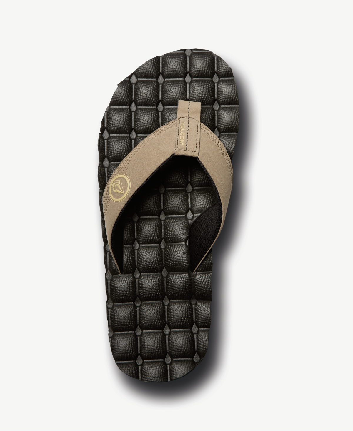 Volcom Men's Recliner Flip-flop Sandal Extra Grippy Shoe In Khaki
