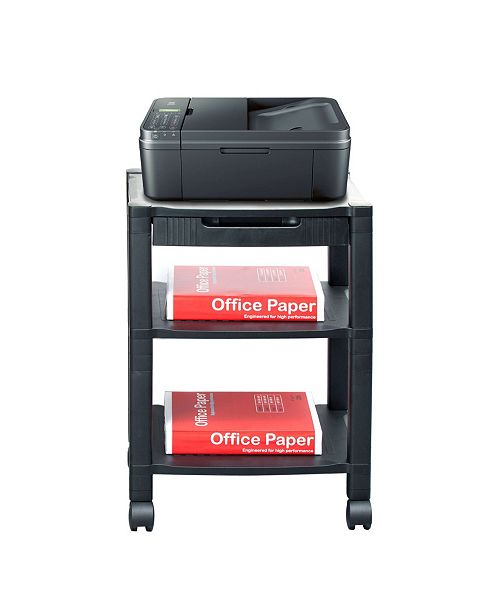 Mind Reader 3 Shelf Printer Cart Stand With Wheels Drawer Cord